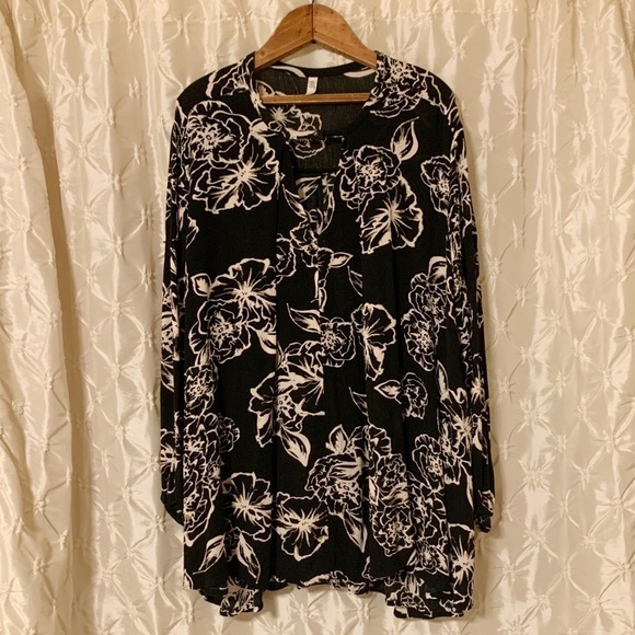 Free People Black Floral Cutout Tree Swing Mini Dress - Picture 2 of 16